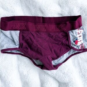 PINK Victoria's Secret Maroon and Gray Boyshorts